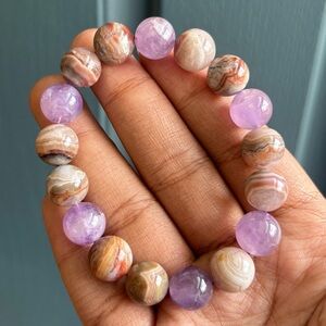 11.5mm Amethyst Agate Crystal Bracelet